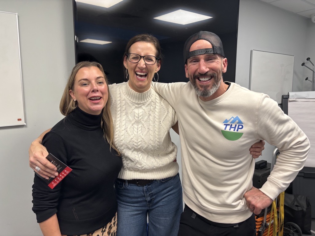 Lucy King MRICS and Helen Corsi-Canmore MRICS with Chris Flynn from Team Health Performance