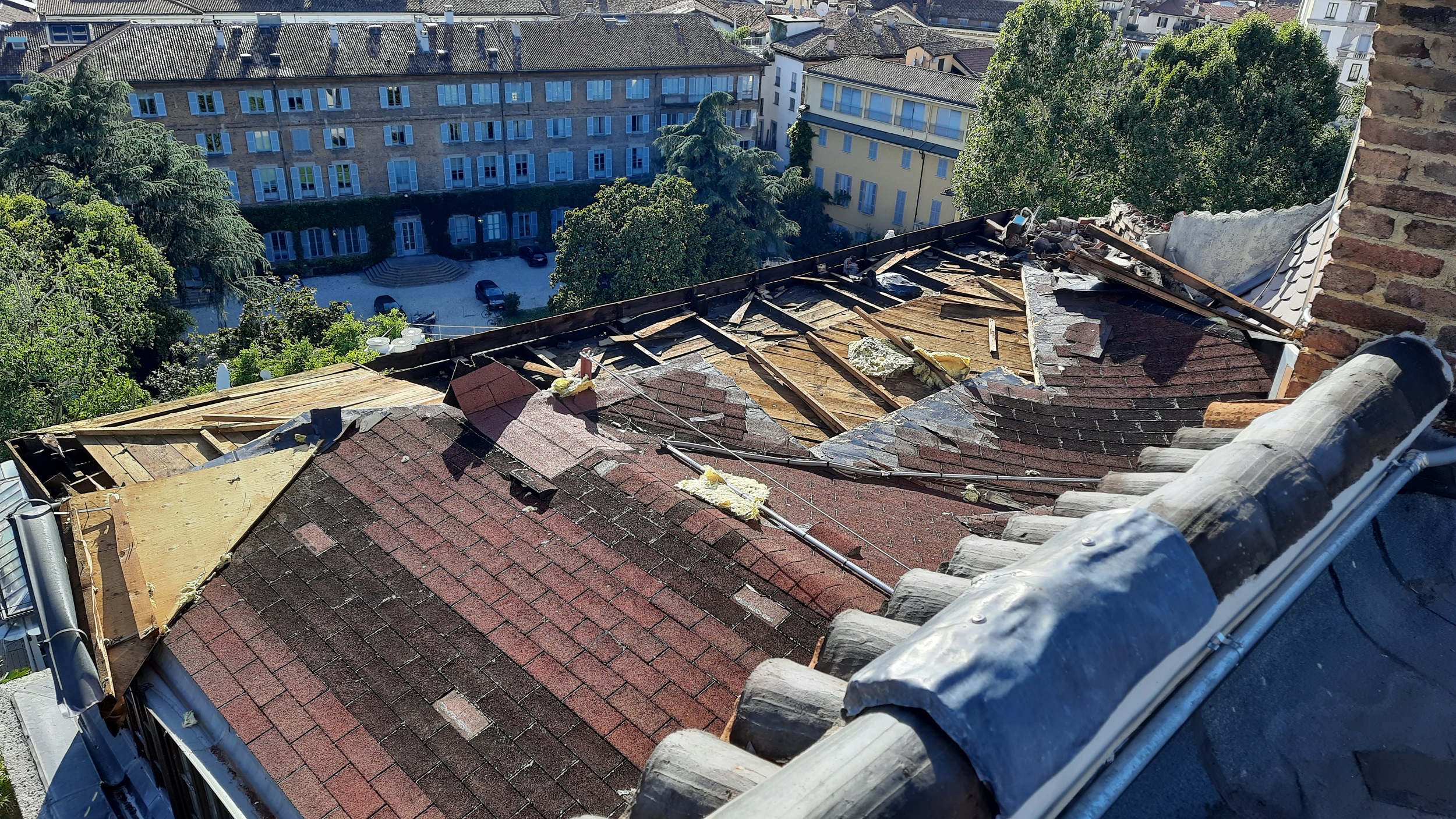 Palazzio Fidio viewed from above after the medicane