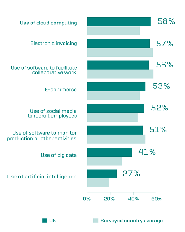 Figure 1: Share of UK SMEs that currently engage in digital activities. Source: Going Digital