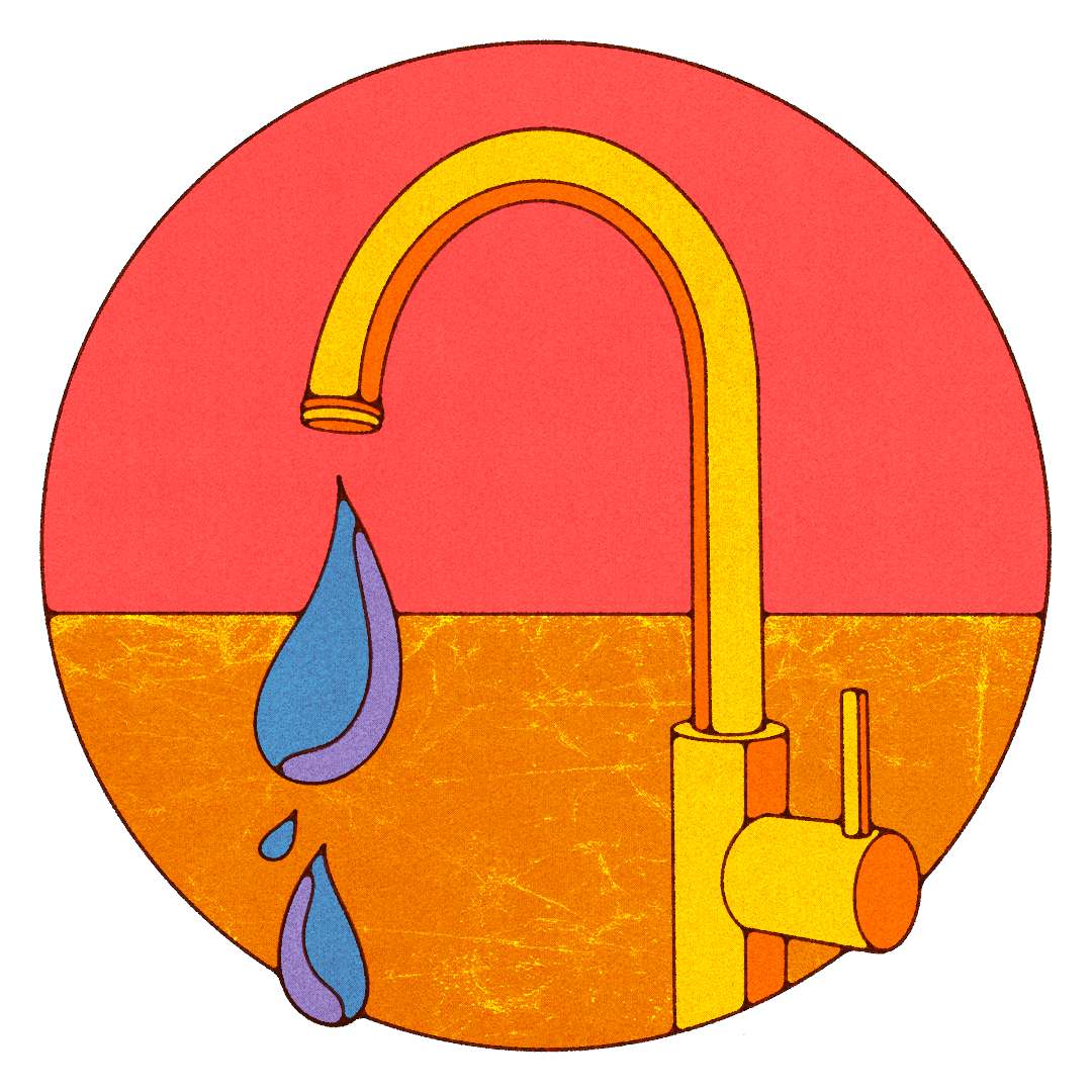 Water droplets falling from tap