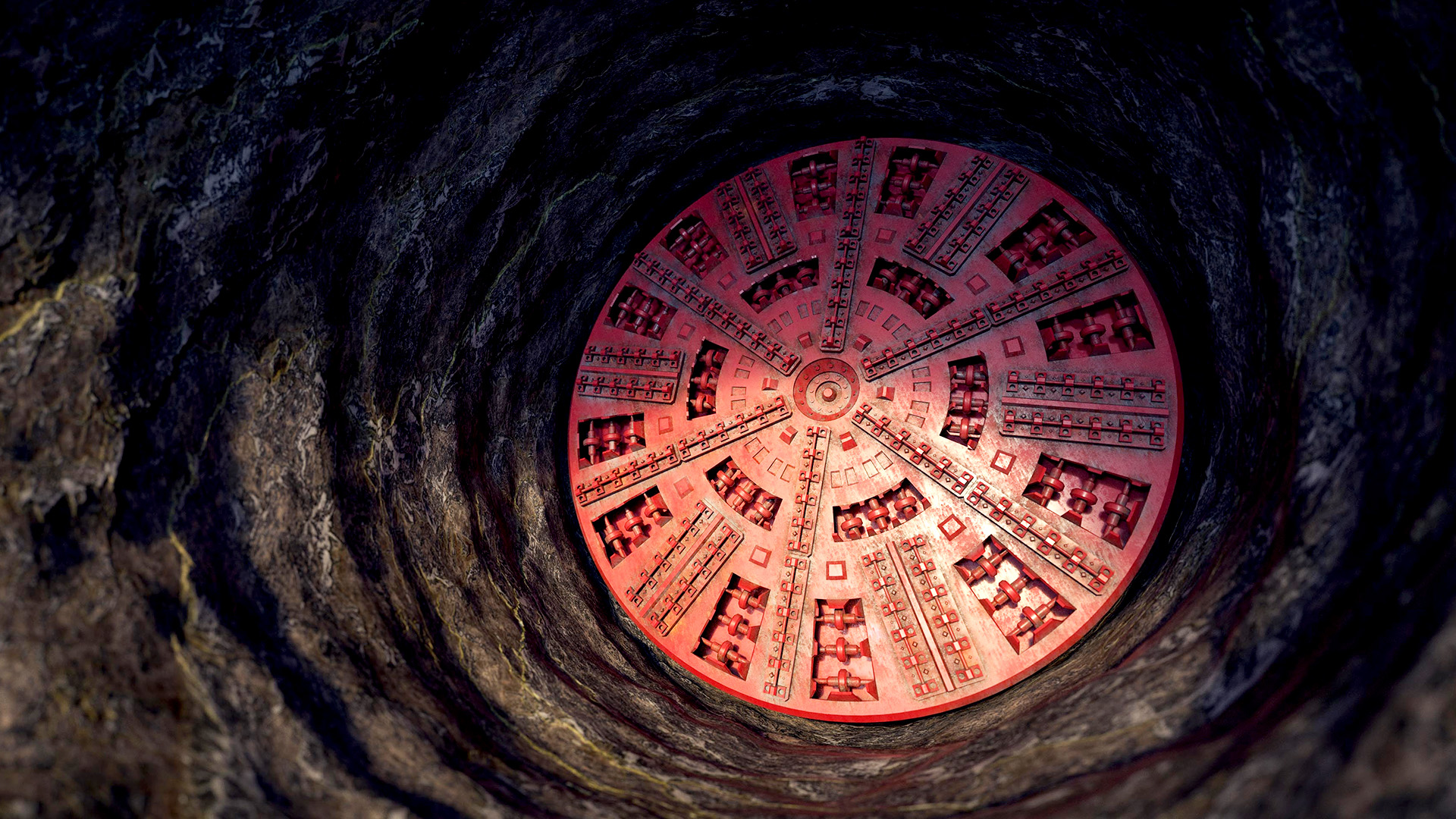 Large tunnel boring machine drilling a live rock tunnel