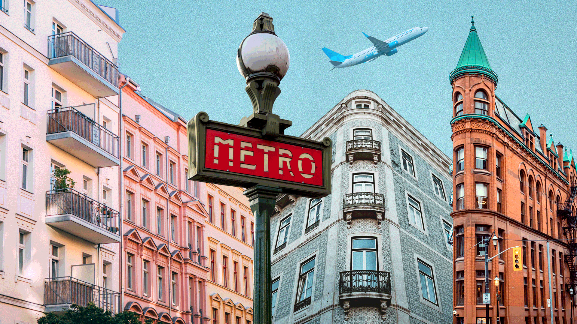 Collage of European buildings