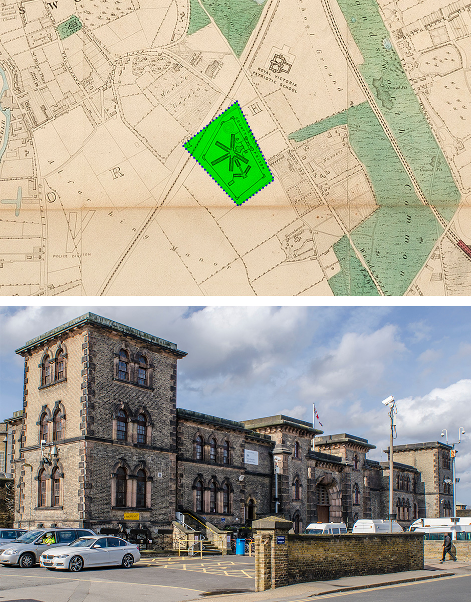 Wandsworth Prison Comparison of archive London map and Wandsworth Prison