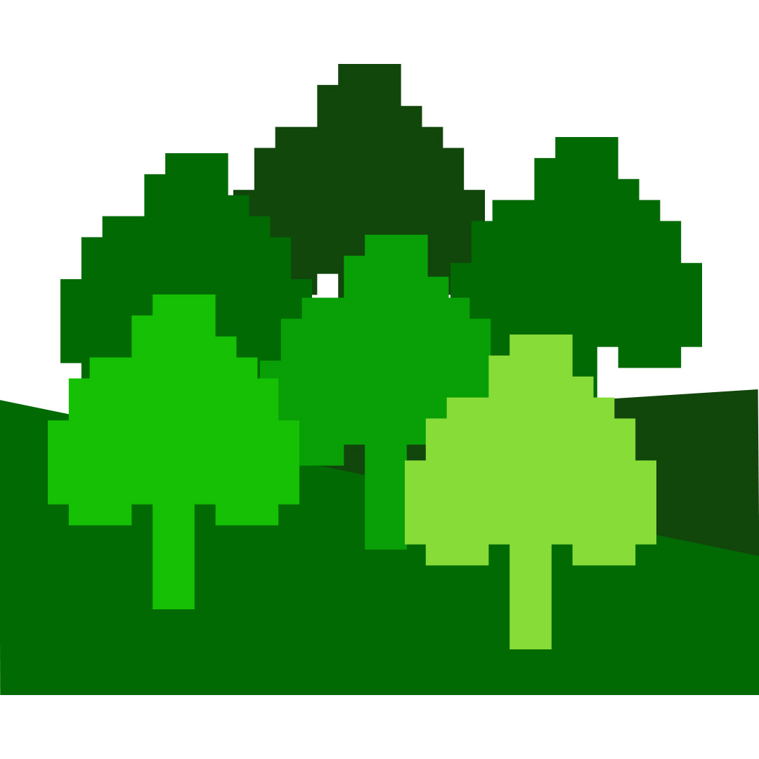 Group of six geometric style trees