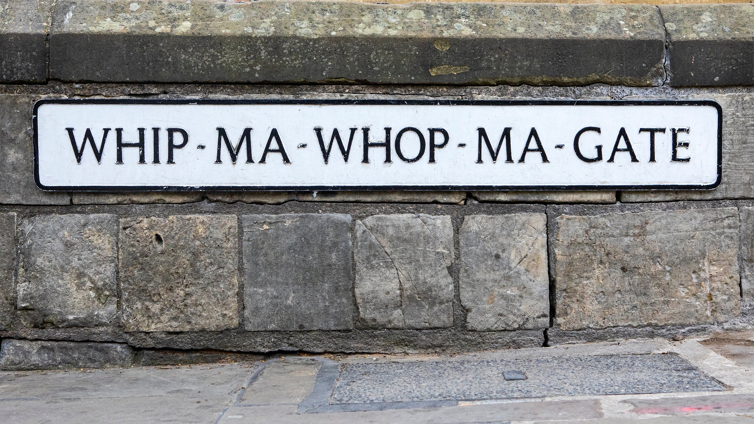 Whip-ma-Whop-ma-Gate sign, York