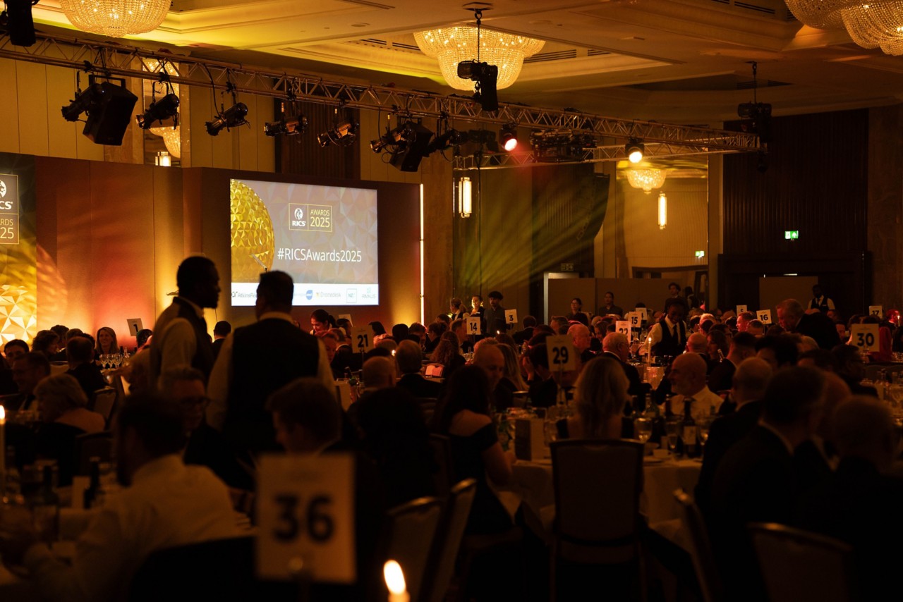 Ceremony venue at the UK Awards with people sat down